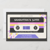 Invitation Bande de cassette colorée rétro fête d'anniversair (Devant)