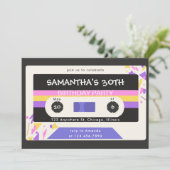 Invitation Bande de cassette colorée rétro fête d'anniversair (Debout devant)