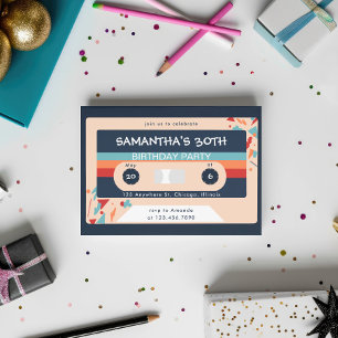 Invitation Bande de cassette colorée rétro fête d'anniversair