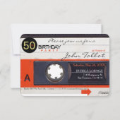 Invitation Bande de cassette rétro S 50e anniversaire fêtes I (Dos)