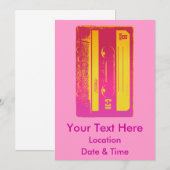 Invitation Bande de cassette rose et jaune rétro (Devant / Derrière)