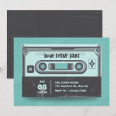 Invitation Bande de cassette vintage vert noir (Devant / Derrière)