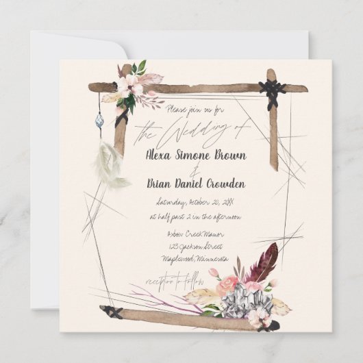 Invitation Bande de cuivre Boho (Devant)