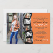 Invitation Bande de film orange et noir 6 Diplôme photo (Devant)