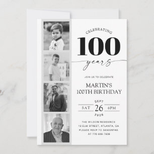 Invitation Bande de film Photo Minimaliste 100e Anniversaire