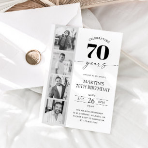 Invitation Bande de film Photo Minimaliste 70e Anniversaire