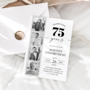 Invitation Bande de film Photo Minimaliste 75e Anniversaire