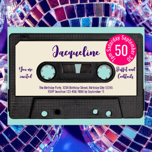 Invitation Bande de mixage de musique rétro violet 50e annive