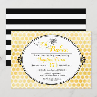 Invitation bande de nid de miel noir jaune Oh Babee baby show