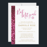 Invitation Bande de Parties scintillant rose bat mitzvah<br><div class="desc">Bright hot rose et or parties scintillant moderne et élégante invitation Bat mitzvah pour une cérémonie et un déjeuner mitzvah moderne, amusant et élégant. L'arrière - plan de parties scintillant est une image imprimée à plat, PAS de la vraie parties scintillant donc il ne fera pas un désordre mais il...</div>