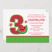 Invitation Bande de pastèque 3e anniversaire (Devant / Derrière)