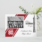 Invitation Bande de Varsity rouge avec réunion de classe phot (Debout devant)