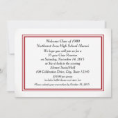 Invitation Bande de Varsity rouge avec réunion de classe phot (Dos)