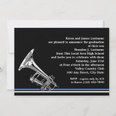 Invitation Bande de Varsity Trumpet Graduation Photo Bleu (Dos)