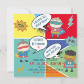 Invitation Bande dessinée Cute Super hero Enfants (Devant)
