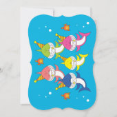 Invitation Bande dessinée mignonne de famille de requin (Devant)