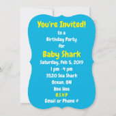 Invitation Bande dessinée mignonne de famille de requin (Dos)