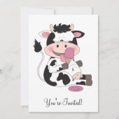 Invitation Bande dessinée mignonne de vache à bébé avec son (Devant)
