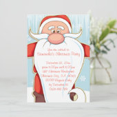 Invitation Bande dessinée mignonne Père Noël avec la longue (Debout devant)