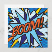 Invitation Bande dessinée rétro amusante BOOM (Devant / Derrière)
