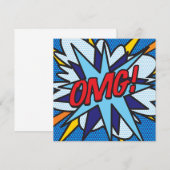 Invitation Bande dessinée rétro amusante OMG (Devant / Derrière)