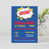 Invitation Bande dessinée Super Héros Bleu Anniversaire de en (Debout devant)