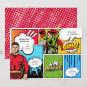 Invitation Bande dessinée super-héros garçon anniversaire (Devant / Derrière)