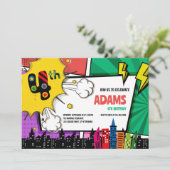 Invitation Bande dessinée Superhero 4e anniversaire (Debout devant)