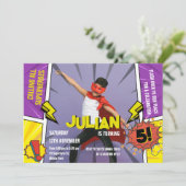 Invitation Bande dessinée Superhero 5th Boys Anniversaire (Debout devant)