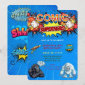 Invitation Bande dessinée Superhero Beast Blue 00e fête d'ann (Devant / Derrière)