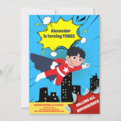 Invitation Bande dessinée Superhero fête d'anniversaire (Devant)