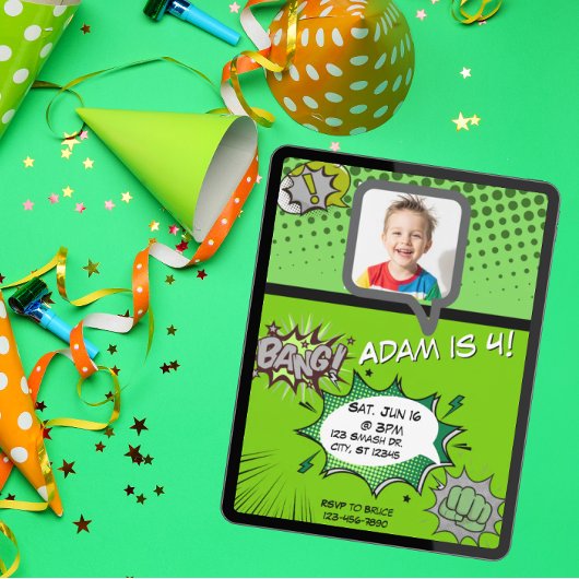 Invitation Bande dessinée verte