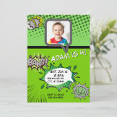 Invitation Bande dessinée verte (Debout devant)