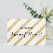 Invitation Bande d'or moderne Serez-vous ma femme d'honneur ? (Debout devant)