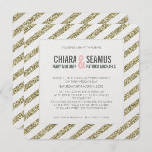 Invitation Bande d'parties scintillant MODERNE or doux