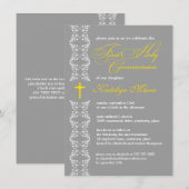 Invitation Bande grise baroque Première communion sainte (Devant / Derrière)