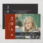 Invitation Bande latérale classique : Gris et rouge foncé (Devant / Derrière)