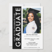 Invitation Bande latérale noire et blanche Diplôme photo (Devant)