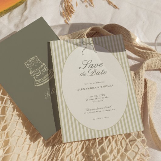 Invitation Bande lunaire mariage vert Enregistrer la date