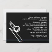 Invitation Bande Marching Trombone Graduation Photo Bleu (Dos)