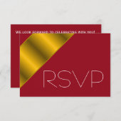 Invitation Bande métallique rouge et or RSVP (Devant / Derrière)