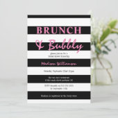 Invitation Bande noire et blanche avec Brunch rose et mousseu (Debout devant)