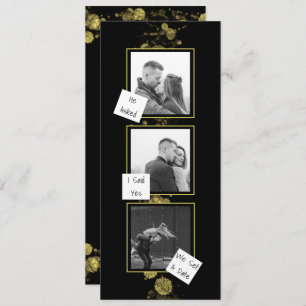 Invitation Bande photo artistique moderne Black Gold
