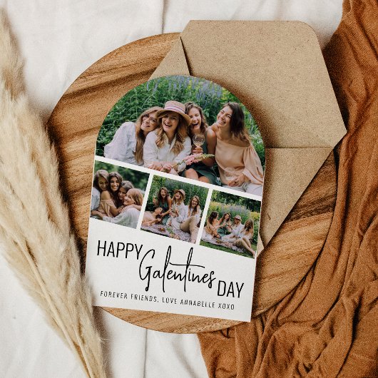 Invitation Bande Photo Moderne Collage Galentines Archées Jou