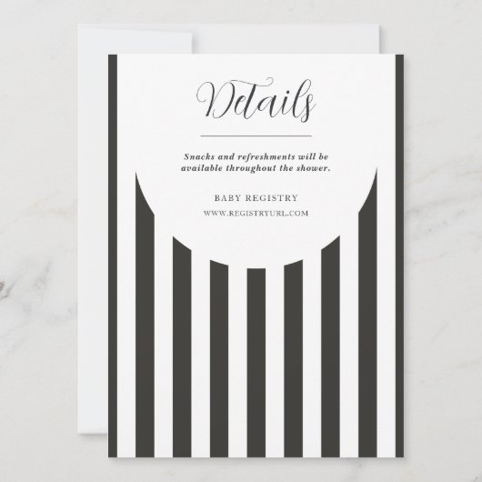 Invitation Bande rayée noire et blanche auvent Genre Neutre (Dos)