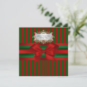 Invitation Bande rouge verte ruban & Noël de la bow (Debout devant)