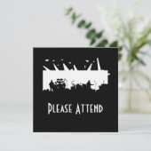 Invitation Bande sur la silhouette B&W de concert d'étape (Debout devant)