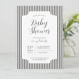 Invitation Bande verticale vintage mince noire et blanche