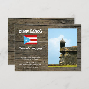 Invitation Bandera Celeste Porto Rico Cumpleanos Invitacion