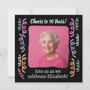 Invitation Banderoles personnalisées pour 90 ans avec photo -